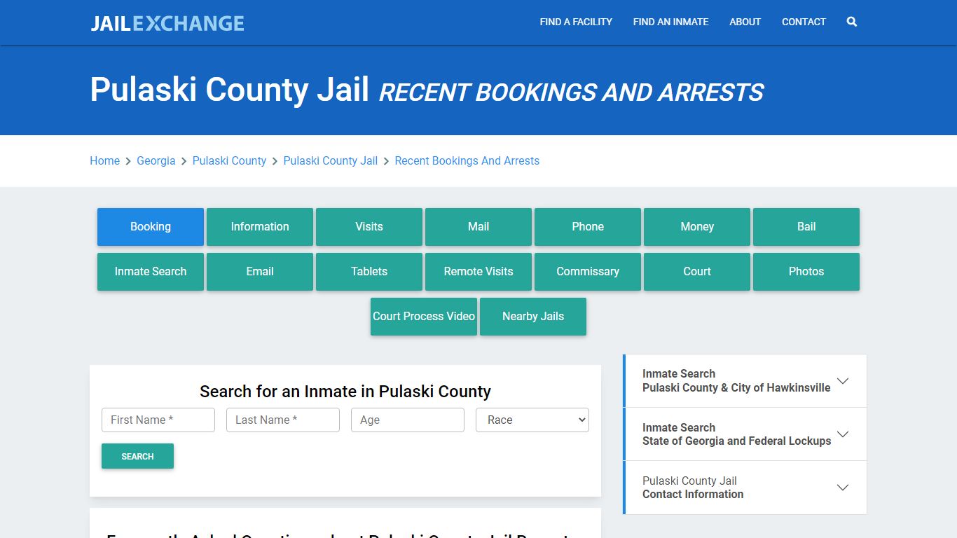 Pulaski County Jail Recent Bookings And Arrests - Jail Exchange