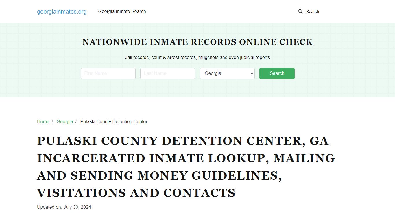 Pulaski County Detention Center - Georgia Inmate S