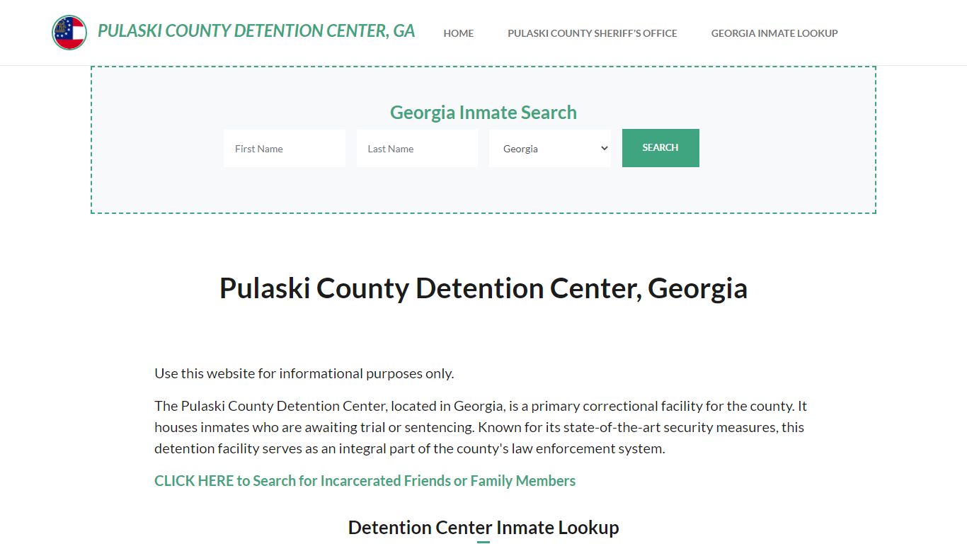 Pulaski County Detention Center, GA Inmate Roster, Offender Search